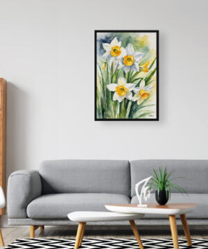 Daffodil Watercolour Botanical Art Print - Narcissus Hawera Framed Plant Wall Art 16 Daffodil Watercolour Botanical Art Print - Narcissus Hawera Framed Plant Wall Art - Image 3
