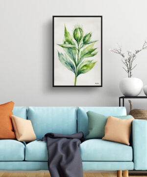 Cotton Scotch thistle Watercolour Botanical Art Print - Onopordum Acanthium Minimalist Framed Plant Wall Art 15 Cotton Scotch thistle Watercolour Botanical Art Print - Onopordum Acanthium Minimalist Framed Plant Wall Art - Image 2