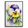Pansy Heartsease Watercolour Botanical Art Print - Viola Framed Plant Wall Art 1 watercolour botanical print flowers pansy front view