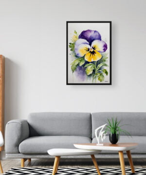 Pansy Heartsease Watercolour Botanical Art Print - Viola Framed Plant Wall Art 16 Pansy Heartsease Watercolour Botanical Art Print - Viola Framed Plant Wall Art - Image 3