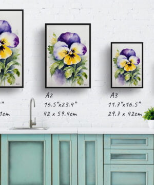 Pansy Heartsease Watercolour Botanical Art Print - Viola Framed Plant Wall Art 17 Pansy Heartsease Watercolour Botanical Art Print - Viola Framed Plant Wall Art - Image 4