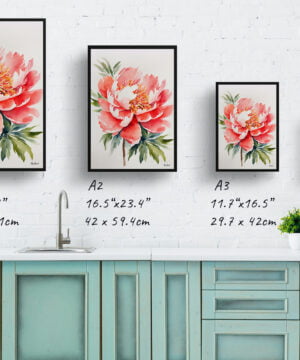 Herbaceous Watercolour Botanical Art Print - Peony Minimalist Framed Plant Wall Art 17 Herbaceous Watercolour Botanical Art Print - Peony Minimalist Framed Plant Wall Art - Image 4