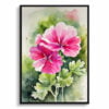 Pink Geranium Watercolour Botanical Art Print - Framed Plant Wall Art 1 watercolour botanical print flowers pink geranium front view