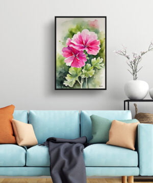 Pink Geranium Watercolour Botanical Art Print - Framed Plant Wall Art 15 Pink Geranium Watercolour Botanical Art Print - Framed Plant Wall Art - Image 2