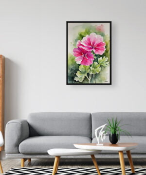 Pink Geranium Watercolour Botanical Art Print - Framed Plant Wall Art 16 Pink Geranium Watercolour Botanical Art Print - Framed Plant Wall Art - Image 3
