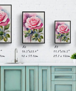 Rosa Watercolour Botanical Art Print - Pink rose Framed Plant Wall Art 17 Rosa Watercolour Botanical Art Print - Pink rose Framed Plant Wall Art - Image 4