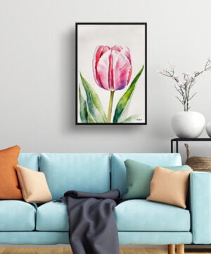 Tulipa Watercolour Botanical Art Print - Pink tulip Framed Plant Wall Art 15 Tulipa Watercolour Botanical Art Print - Pink tulip Framed Plant Wall Art - Image 2