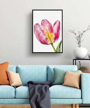 Tulipa Watercolour Botanical Art Print - Pink tulip Minimalist Framed Plant Wall Art 15 Tulipa Watercolour Botanical Art Print - Pink tulip Minimalist Framed Plant Wall Art - Image 2