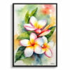 Frangipani Watercolour Botanical Art Print - Plumeria Framed Plant Wall Art 2 watercolour botanical print flowers plumeria front view