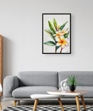 Frangipani Watercolour Botanical Art Print - Plumeria Minimalist Framed Plant Wall Art 16 Frangipani Watercolour Botanical Art Print - Plumeria Minimalist Framed Plant Wall Art - Image 3