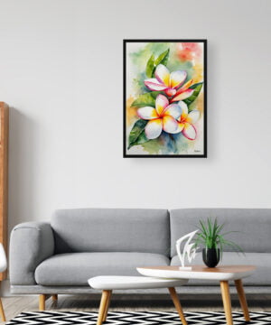 Frangipani Watercolour Botanical Art Print - Plumeria Framed Plant Wall Art 16 Frangipani Watercolour Botanical Art Print - Plumeria Framed Plant Wall Art - Image 3