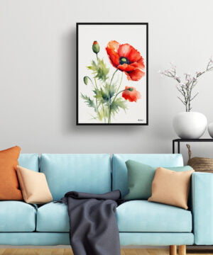 Common Flanders Watercolour Botanical Art Print - Poppy Minimalist Framed Plant Wall Art 15 Common Flanders Watercolour Botanical Art Print - Poppy Minimalist Framed Plant Wall Art - Image 2
