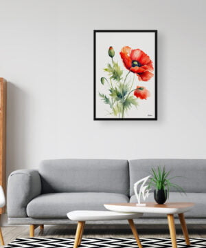 Common Flanders Watercolour Botanical Art Print - Poppy Minimalist Framed Plant Wall Art 16 Common Flanders Watercolour Botanical Art Print - Poppy Minimalist Framed Plant Wall Art - Image 3