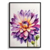 Asteraceae Watercolour Botanical Art Print - Purple and orange dahlia Minimalist Framed Plant Wall Art 2 watercolour botanical print flowers purple and orange dahlia minimalist front view
