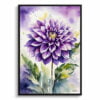 Asteraceae Watercolour Botanical Art Print - Purple dahlia Framed Plant Wall Art 1 watercolour botanical print flowers purple dahlia front view