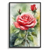 Garden Watercolour Botanical Art Print - Red rose Framed Plant Wall Art 1 watercolour botanical print flowers red rose front view