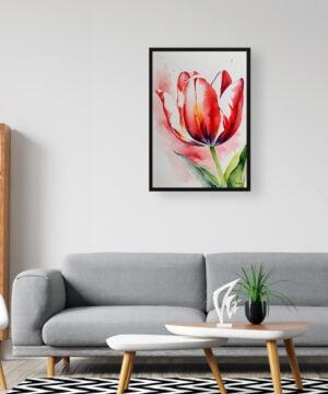 Tulipa Watercolour Botanical Art Print - Red tulip Framed Plant Wall Art 16 Tulipa Watercolour Botanical Art Print - Red tulip Framed Plant Wall Art - Image 3