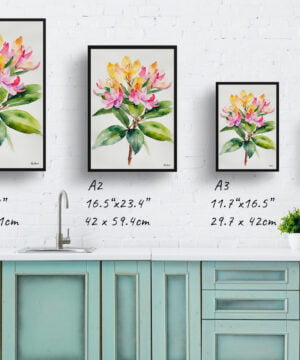 Azalea Watercolour Botanical Art Print - Rhododendron Minimalist Framed Plant Wall Art 17 Azalea Watercolour Botanical Art Print - Rhododendron Minimalist Framed Plant Wall Art - Image 4