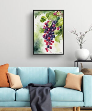Blackcurrant Watercolour Botanical Art Print - Ribes Nigrum Cassissima Noiroma Framed Plant Wall Art 15 Blackcurrant Watercolour Botanical Art Print - Ribes Nigrum Cassissima Noiroma Framed Plant Wall Art - Image 2