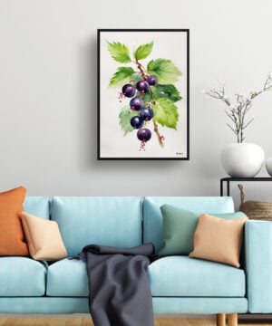 Blackcurrant Watercolour Botanical Art Print - Ribes Nigrum Cassissima Noiroma Minimalist Framed Plant Wall Art 15 Blackcurrant Watercolour Botanical Art Print - Ribes Nigrum Cassissima Noiroma Minimalist Framed Plant Wall Art - Image 2