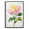 Rose Watercolour Botanical Art Print - Rosa Madame Alfred Carriére Minimalist Framed Plant Wall Art 1 watercolour botanical print flowers rosa madame alfred carriere minimalist front view