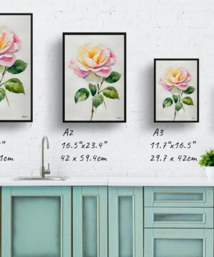 Rose Watercolour Botanical Art Print - Rosa Madame Alfred Carriére Minimalist Framed Plant Wall Art 17 Rose Watercolour Botanical Art Print - Rosa Madame Alfred Carriére Minimalist Framed Plant Wall Art - Image 4