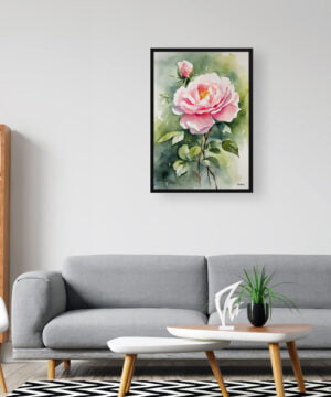 Rose Watercolour Botanical Art Print - Rosa Madame Alfred Carriére Framed Plant Wall Art 16 Rose Watercolour Botanical Art Print - Rosa Madame Alfred Carriére Framed Plant Wall Art - Image 3