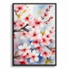 Japanese Flowering Watercolour Botanical Art Print - Sakura Cherry Blossom Framed Plant Wall Art 2 watercolour botanical print flowers sakura cherry blossom front view