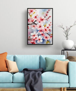 Japanese Flowering Watercolour Botanical Art Print - Sakura Cherry Blossom Framed Plant Wall Art 15 Japanese Flowering Watercolour Botanical Art Print - Sakura Cherry Blossom Framed Plant Wall Art - Image 2