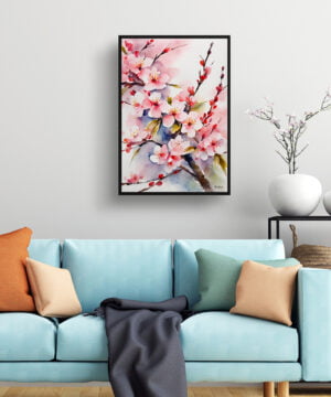 Japanese Flowering Watercolour Botanical Art Print - Sakura Cherry Blossom Minimalist Framed Plant Wall Art 15 Japanese Flowering Watercolour Botanical Art Print - Sakura Cherry Blossom Minimalist Framed Plant Wall Art - Image 2