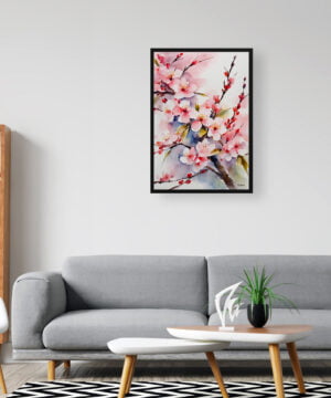 Japanese Flowering Watercolour Botanical Art Print - Sakura Cherry Blossom Minimalist Framed Plant Wall Art 16 Japanese Flowering Watercolour Botanical Art Print - Sakura Cherry Blossom Minimalist Framed Plant Wall Art - Image 3