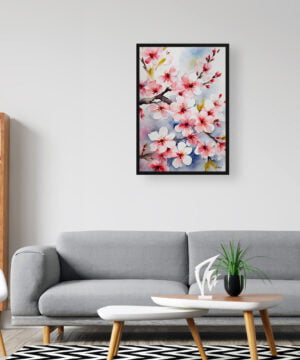Japanese Flowering Watercolour Botanical Art Print - Sakura Cherry Blossom Framed Plant Wall Art 16 Japanese Flowering Watercolour Botanical Art Print - Sakura Cherry Blossom Framed Plant Wall Art - Image 3