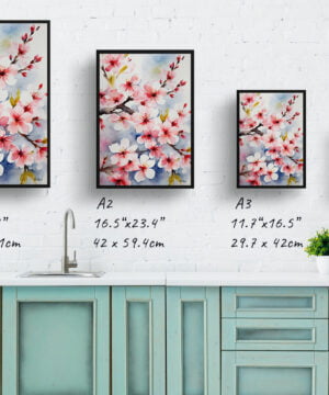 Japanese Flowering Watercolour Botanical Art Print - Sakura Cherry Blossom Framed Plant Wall Art 17 Japanese Flowering Watercolour Botanical Art Print - Sakura Cherry Blossom Framed Plant Wall Art - Image 4