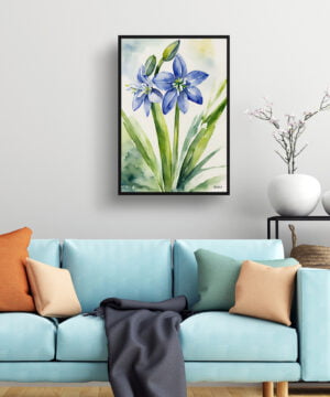 Alpine Squill Watercolour Botanical Art Print - Scilla Bifolia Framed Plant Wall Art 15 Alpine Squill Watercolour Botanical Art Print - Scilla Bifolia Framed Plant Wall Art - Image 2