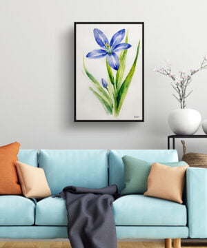 Alpine Squill Watercolour Botanical Art Print - Scilla Bifolia Minimalist Framed Plant Wall Art 15 Alpine Squill Watercolour Botanical Art Print - Scilla Bifolia Minimalist Framed Plant Wall Art - Image 2