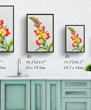 Dragon flower Watercolour Botanical Art Print - Snapdragon Minimalist Framed Plant Wall Art 17 Dragon flower Watercolour Botanical Art Print - Snapdragon Minimalist Framed Plant Wall Art - Image 4