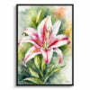 Stargazer lily (Lilium orientalis) Watercolour Botanical Art Print - Framed Plant Wall Art 1 watercolour botanical print flowers stargazer lily front view