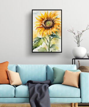 Helianthus Watercolour Botanical Art Print - Sunflower Framed Plant Wall Art 15 Helianthus Watercolour Botanical Art Print - Sunflower Framed Plant Wall Art - Image 2