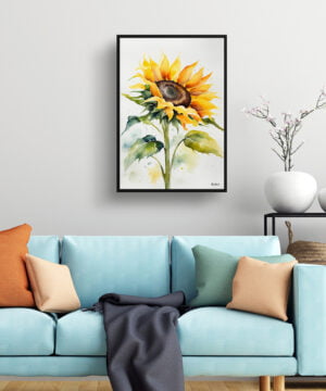 Helianthus Watercolour Botanical Art Print - Sunflower Minimalist Framed Plant Wall Art 15 Helianthus Watercolour Botanical Art Print - Sunflower Minimalist Framed Plant Wall Art - Image 2