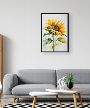Helianthus Watercolour Botanical Art Print - Sunflower Minimalist Framed Plant Wall Art 16 Helianthus Watercolour Botanical Art Print - Sunflower Minimalist Framed Plant Wall Art - Image 3