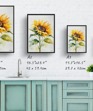 Helianthus Watercolour Botanical Art Print - Sunflower Minimalist Framed Plant Wall Art 17 Helianthus Watercolour Botanical Art Print - Sunflower Minimalist Framed Plant Wall Art - Image 4