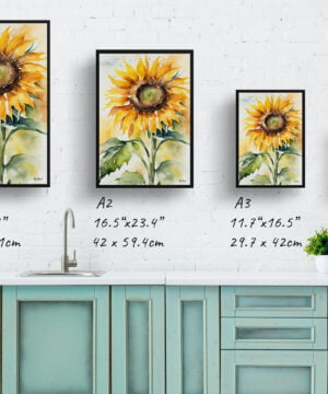 Helianthus Watercolour Botanical Art Print - Sunflower Framed Plant Wall Art 17 Helianthus Watercolour Botanical Art Print - Sunflower Framed Plant Wall Art - Image 4