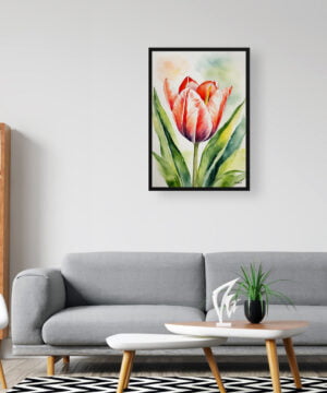 Tulip Watercolour Botanical Art Print - Tulipa Salmon Impression Framed Plant Wall Art 16 Tulip Watercolour Botanical Art Print - Tulipa Salmon Impression Framed Plant Wall Art - Image 3