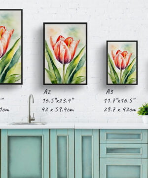 Tulip Watercolour Botanical Art Print - Tulipa Salmon Impression Framed Plant Wall Art 17 Tulip Watercolour Botanical Art Print - Tulipa Salmon Impression Framed Plant Wall Art - Image 4