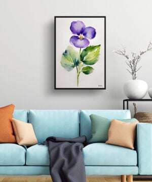 Violet Watercolour Botanical Art Print - Viola Odorata Minimalist Framed Plant Wall Art 15 Violet Watercolour Botanical Art Print - Viola Odorata Minimalist Framed Plant Wall Art - Image 2