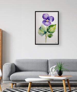 Violet Watercolour Botanical Art Print - Viola Odorata Minimalist Framed Plant Wall Art 16 Violet Watercolour Botanical Art Print - Viola Odorata Minimalist Framed Plant Wall Art - Image 3