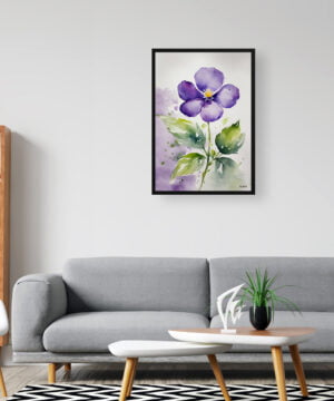 Violet Watercolour Botanical Art Print - Viola Odorata Framed Plant Wall Art 16 Violet Watercolour Botanical Art Print - Viola Odorata Framed Plant Wall Art - Image 3