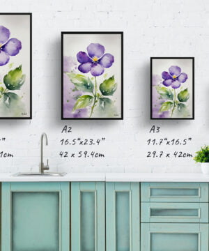 Violet Watercolour Botanical Art Print - Viola Odorata Framed Plant Wall Art 17 Violet Watercolour Botanical Art Print - Viola Odorata Framed Plant Wall Art - Image 4