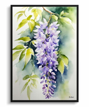 Burford Watercolour Botanical Art Print - Wisteria x Valderi Framed Plant Wall Art