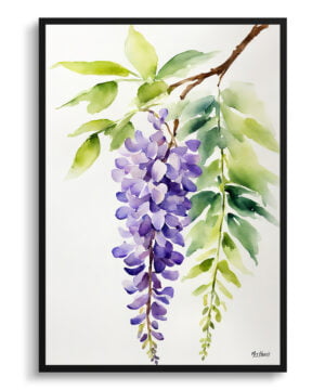 Burford Watercolour Botanical Art Print - Wisteria x Valderi Minimalist Framed Plant Wall Art